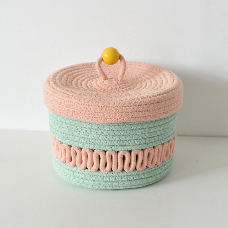 Colorful Cotton Thread Storage Basket with Cute Pattern | Home Organization
