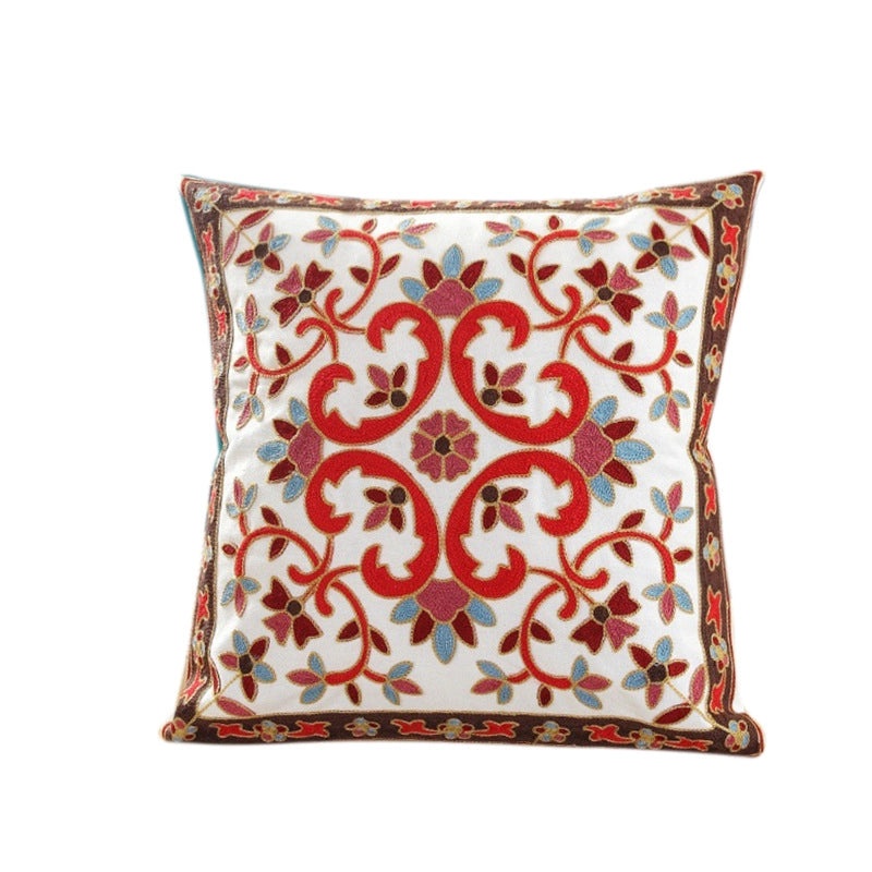Embroidered Cotton Floral Cushion Cover Soft Decorative Pillow Case for Sofa Bedside Home Decor|Home Decor & Pillows