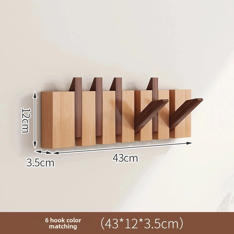 Solid Wood Piano Key Hook Punch-Free Wall Mounted Japanese Style Clothes Hanger for Entrance Door|Home Organization & Storage