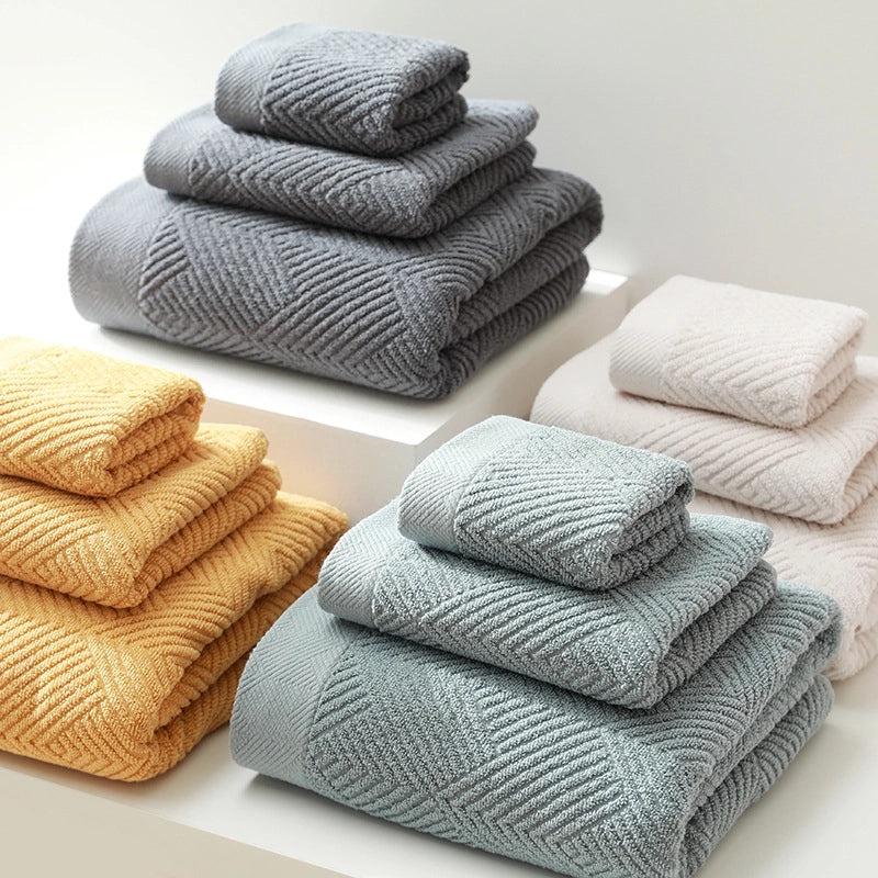 Thickened Cotton Face Towel Set for Adults Soft and Absorbent Household Bath Towels with Embroidered Logo|Home Textiles & Towels