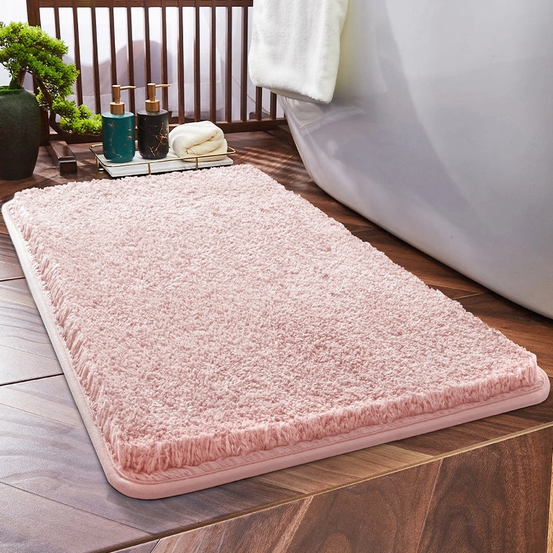Solid Color Non-Slip Bathroom Door Mat Thickened Absorbent Fiber Floor Mat|Home & Living Bath Accessories
