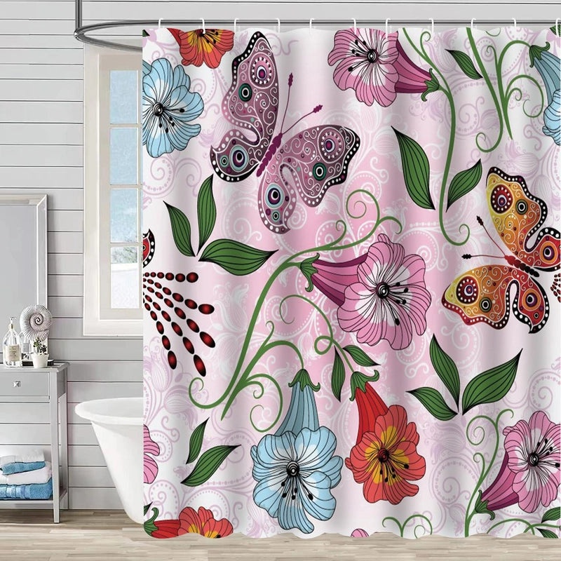 Waterproof Tropical Jungle Leaf Shower Curtain with Hooks 3D Printed Polyester for Bathroom|Shower Curtains & Accessories