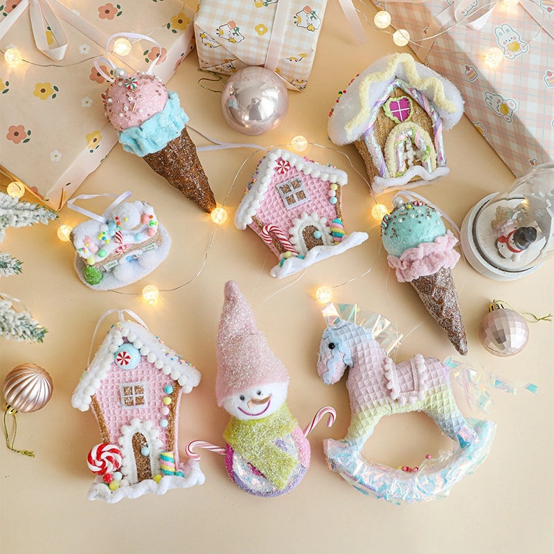 Adorable Pastoral Ice Cream Snowman Foam Hanging Ornaments for Casual Holiday Party Decorations|Holiday Ornaments