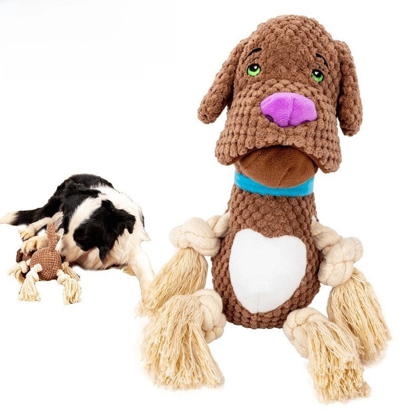 Durable Dog Plush Toy with Sound and Bite-Resistant Cotton Rope | Interactive Chew Toy for Large Dogs and Puppies | Pet Supplies|Pet Toys