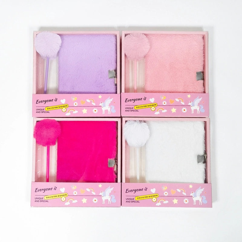 Cute Solid Color Plush Stationery Set for Kids | Stationery & Office Supplies