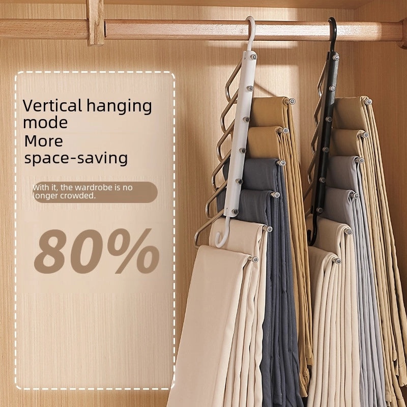 Stainless Steel Folding Telescopic Pants Rack Multi-Layer Anti-Slip Clothes Hanger for Wardrobe|Home Storage & Organization