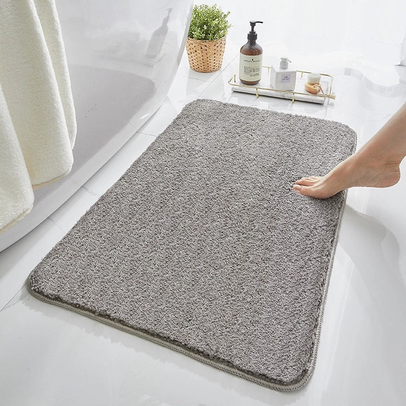 Solid Color Non-Slip Bathroom Door Mat Thickened Absorbent Fiber Floor Mat|Home & Living Bath Accessories