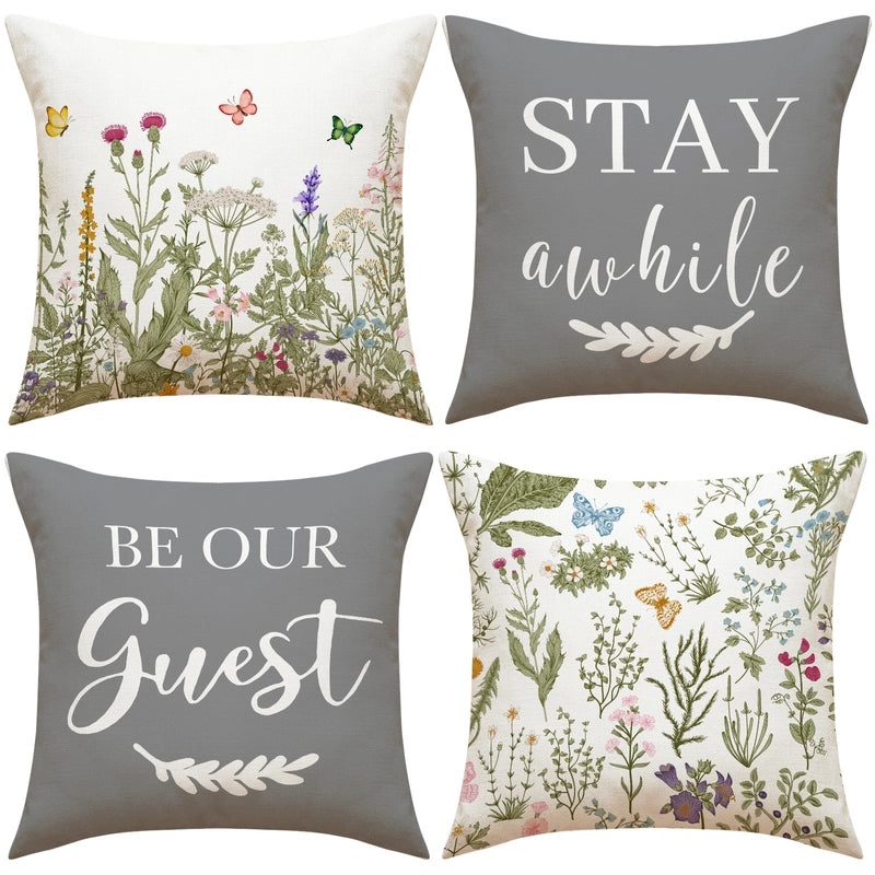 Minimalist Linen Letter Pillow Covers for Couch Sofa Decor|Home & Living Pillows