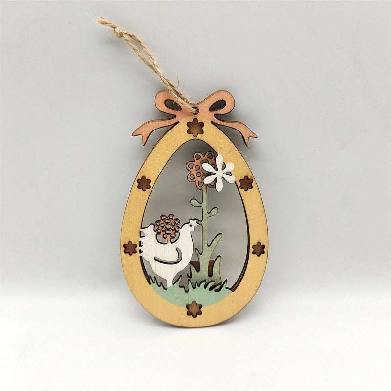 Elegant Easter Floral Wood Boxwood Hanging Ornament for Holiday Decoration | Home Decor & Seasonal Ornaments