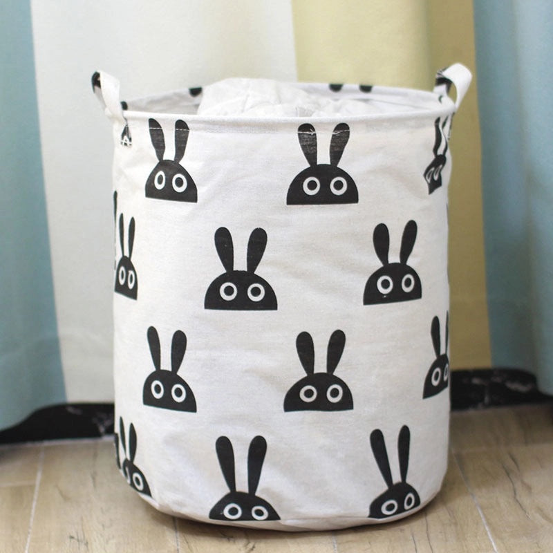 Minimalist Animal Letter Plaid Cotton Linen Storage Basket Organizer|Home Storage & Organization