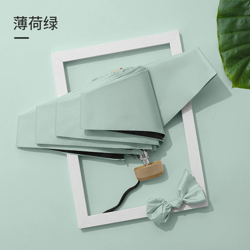 Ultra Lightweight Portable Mini Sun Umbrella with UV Protection, 6 Bones, Black Rubber Handle | Sun Protection Umbrellas