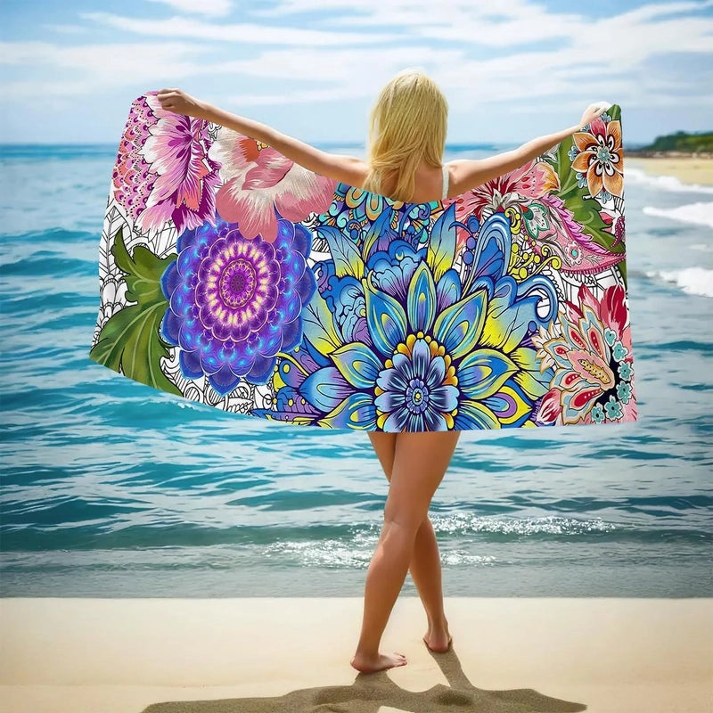 Elegant Floral Butterfly Beach Towel with Superfine Fiber for Casual Bathing|Beach Towels and Accessories