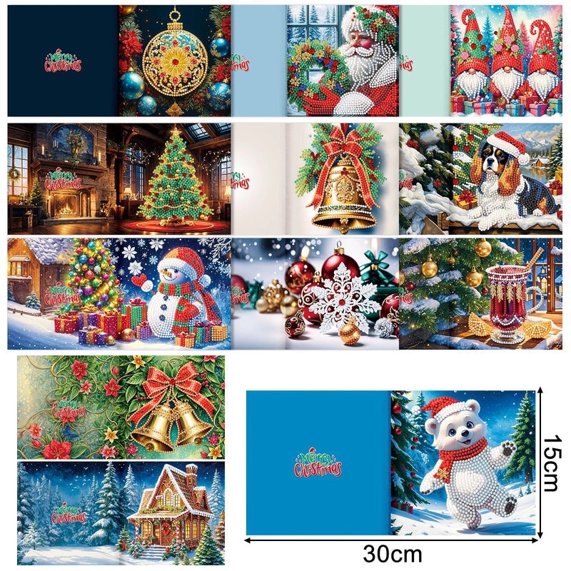 Christmas Diamond Painting DIY Greeting Card with Stickers and Hand Drill | Craft Supplies