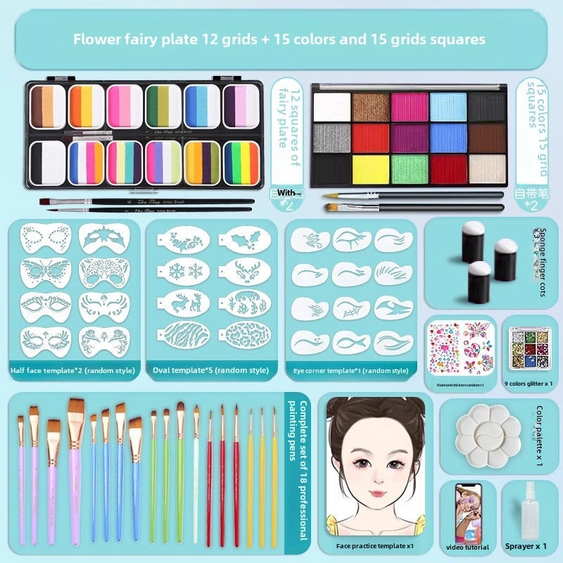 12-Color Face Paint Set for Kids Water-Soluble Safe Halloween Body Makeup|Children's Face Paint & Body Art