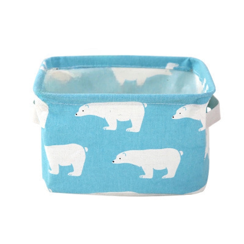 Cotton Linen Storage Basket with Handle for Desktop Cosmetics and Sundries | Home Storage & Organization