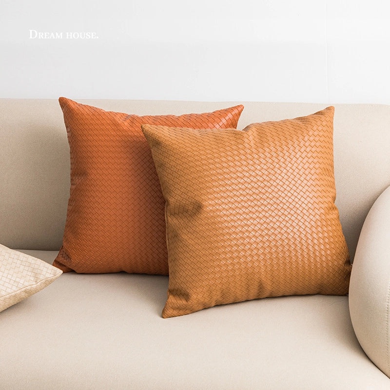 Elegant Simple Solid Color PU Leather Pillow Covers|Home Decor Accessories