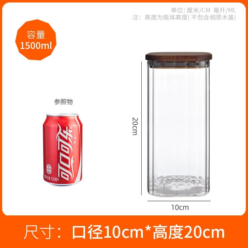 Transparent Square Glass Storage Jar for Cereals Dried Fruits Tea Large Capacity High Borosilicate|Kitchen Storage