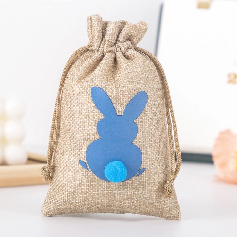 Easter Bunny Gift Bag Hemp Drawstring Storage with Printable Logo | Holiday Packaging Bags