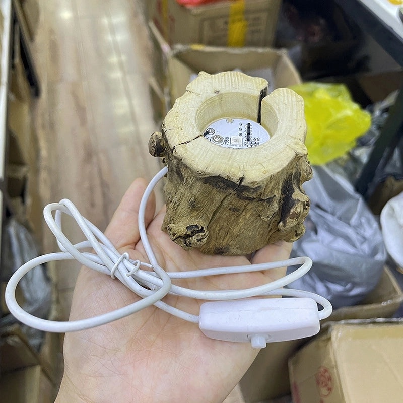 LED Crystal Ball with Wooden Stump Base USB Night Light for Desktop Decoration|Home Decor & Lighting