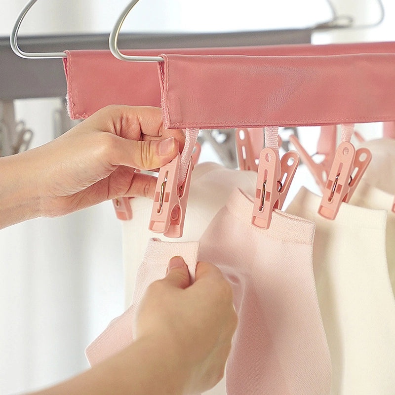 Multi-functional Portable Folding Fabric Clothes Hanger with Clips for Socks and Innerwear | Home & Garden Storage Accessories