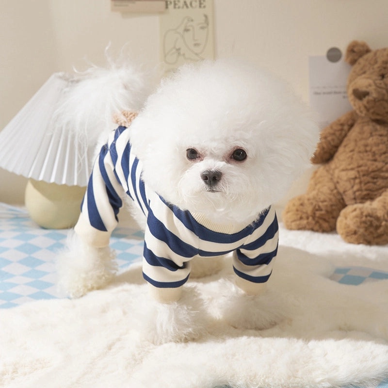 Cute Bear Striped Pet Air Conditioning Outfit for Dogs and Cats Four-legged Spring Summer Clothes|Pet Apparel