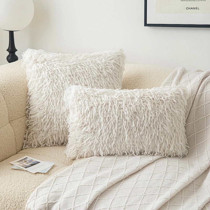 Soft Solid Color Plush Pillow Covers for Couch and Sofa | Home Decor Pillows