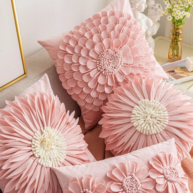Heart-Shaped Solid Color Flower Pillow Covers for Couch and Sofa Decor | Home Decor & Cushion Covers