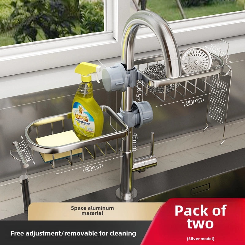Punch-Free Kitchen Sink Faucet Organizer Rack | Kitchen Storage & Organization