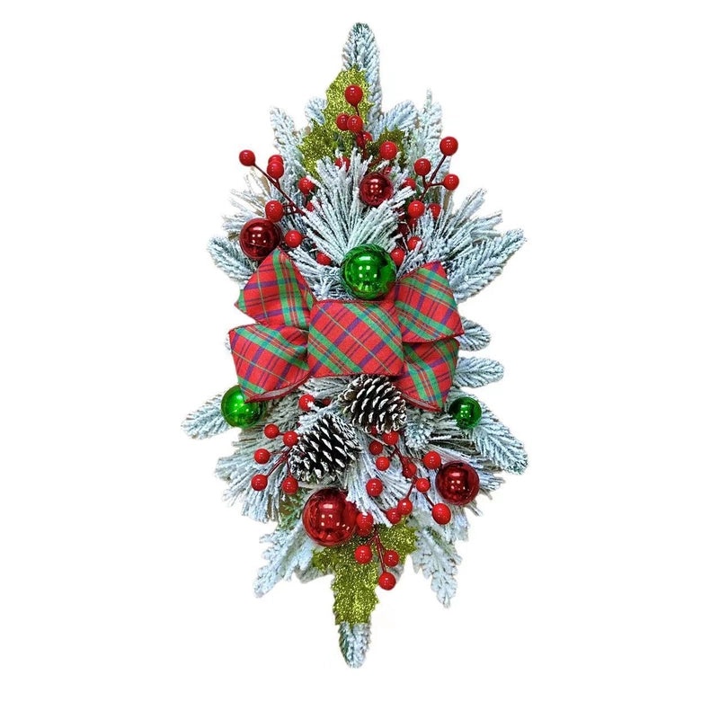 Christmas Flocked Staircase Wreath Nordic Indoor Home Decor Holiday Scene Layout|Christmas Decorations