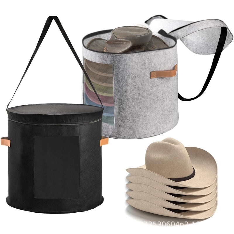 Large Foldable Hat Storage Box with Shoulder Strap and Dual Handles for Women | Hat Storage Boxes