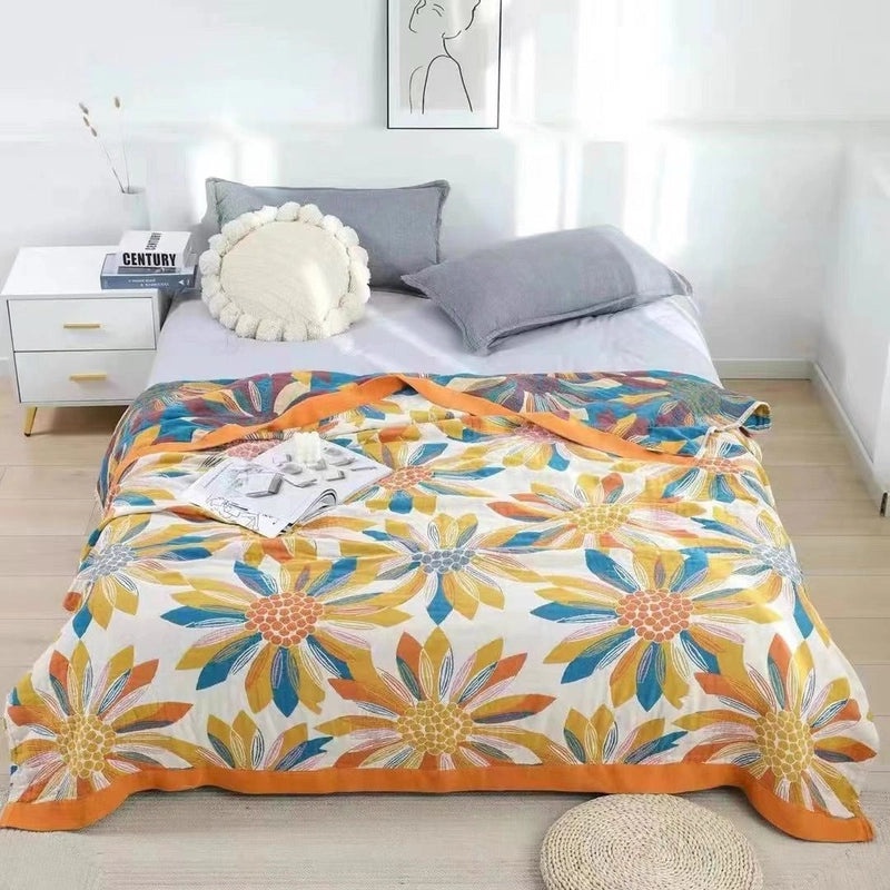 Summer Pure Cotton Gauze Quilt Lightweight Sofa Cover Blanket Bed Sheet for Adults|Home Textiles