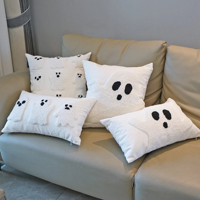 Velvet Halloween Ghost Embroidered Pillow Cover for Sofa Home Holiday Decoration | Home Decor Cushions