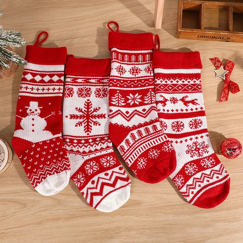 Cute Cartoon Wool Knit Christmas Socks Decoration | Home Decor & Festive Accessories
