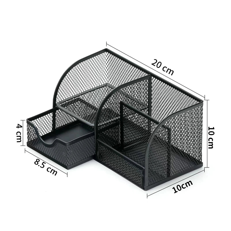 Creative Metal Pen Holder Hollow Desktop Organizer Stationery Storage Box | Office Supplies