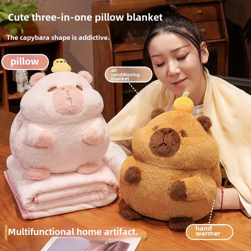 Adorable Capybara Plush Blanket Pillow for Office and Student Use | Home & Living