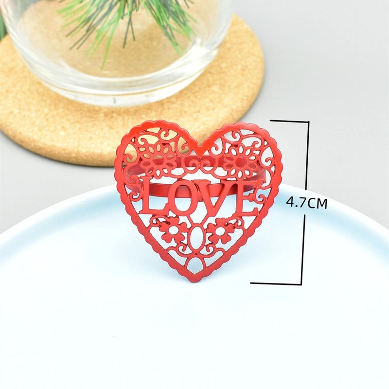 Elegant Red Heart Alloy Date Decoration for Valentine's Day | Home Decor