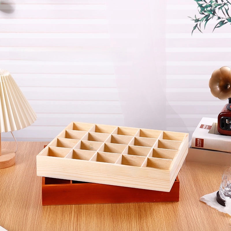 Wooden Multi-Grid Storage Box for Desktop | Home Storage & Organization