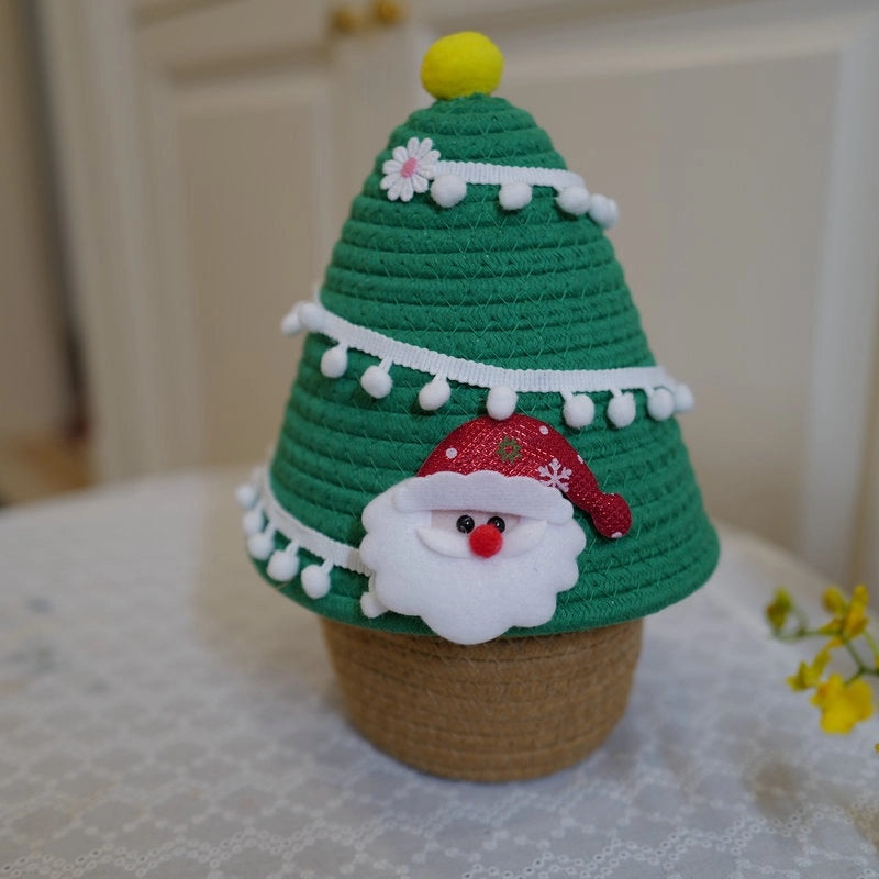 Festive Christmas Tree Cotton Rope Basket for Storage|Home Storage & Organization