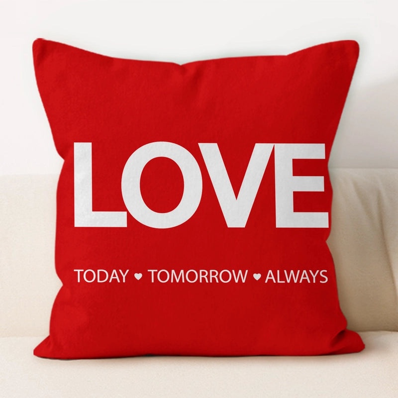 Valentine's Day Minimalist Letter Plush Throw Pillow Cover for Couch and Sofa Decor | Home Decor & Pillows
