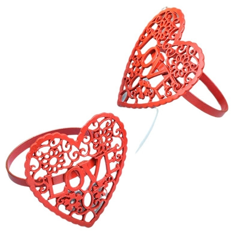 Elegant Red Heart Alloy Date Decoration for Valentine's Day | Home Decor