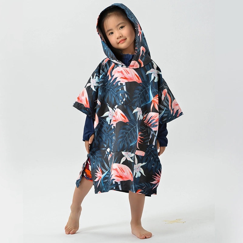 Kids Hooded Beach Towel Poncho Quick-Dry Absorbent Swim Bathrobe Double-Sided Velvet for Boys and Girls|Kids Bath & Swimwear