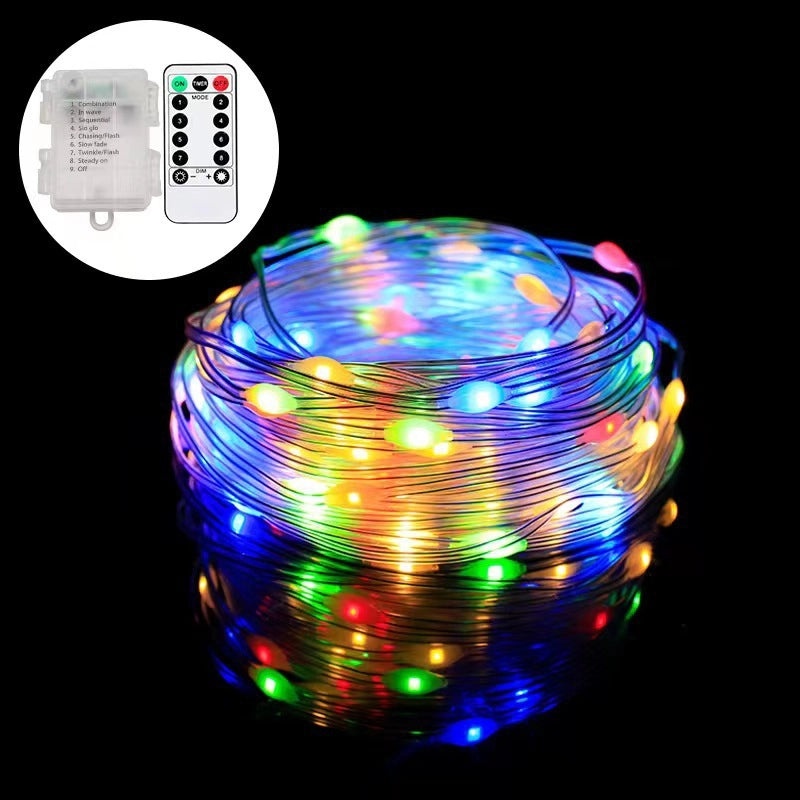 USB Waterproof LED Light String with 8 Functions, Remote Control, Copper & Leather Wire, Battery Box | Home Decor & Lighting
