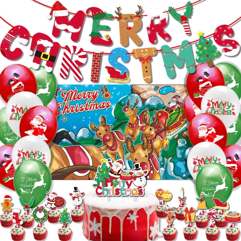 Cute Santa Claus Christmas Letter Emulsion Balloons for Holiday Party Decor|Holiday Party Decorations