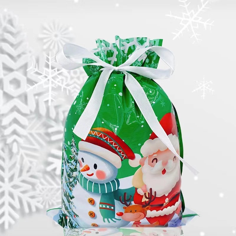 Santa Claus Drawstring Gift Bag for Christmas and Halloween Candy Packaging|Holiday Party Supplies