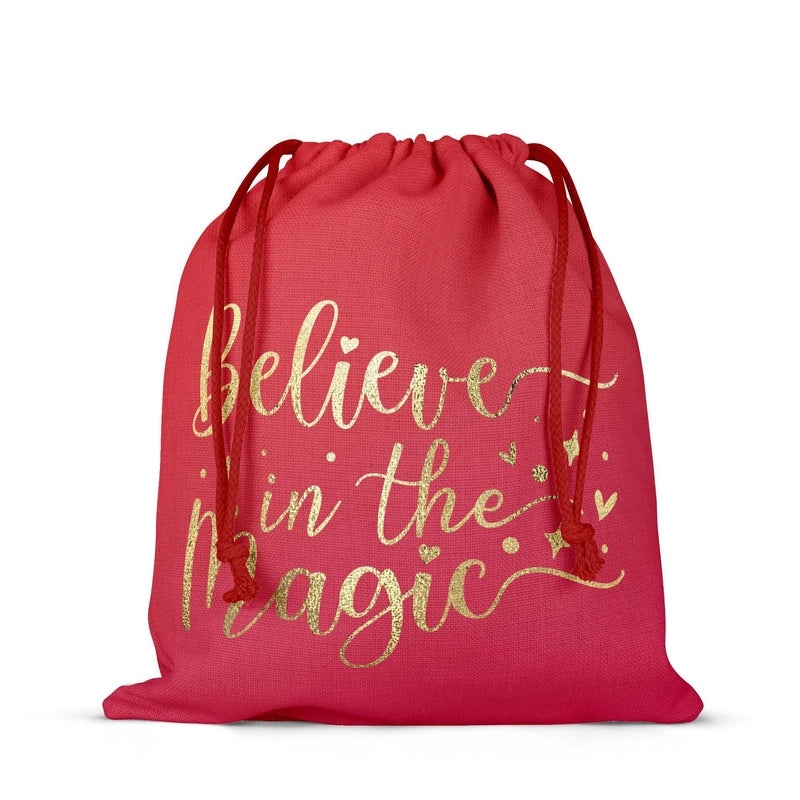 Christmas Linen Drawstring Gift Bag Portable Backpack Travel Storage Pouch | Gift Bags & Packaging