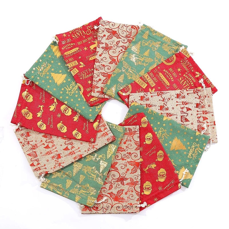 Christmas Gilded Drawstring Gift Bag for Candy Storage|Holiday Gift Bags