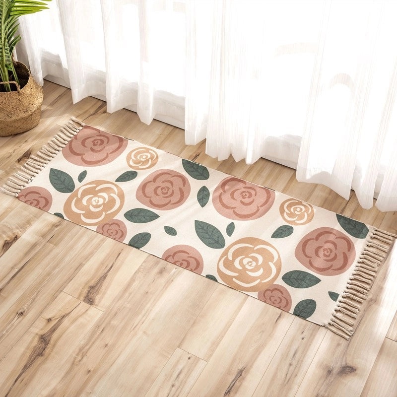 Ethnic Geometric Letter Flower Cotton Bath Mat|Home Decor & Bath Accessories