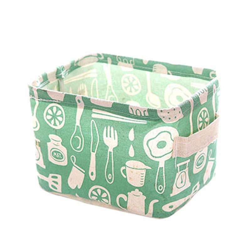 Cotton Linen Storage Basket with Handle for Desktop Cosmetics and Sundries | Home Storage & Organization