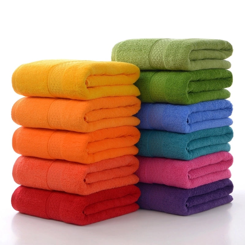 Plain Cotton Bath Towel Soft Absorbent Household Bath Towel 11 Colors Available|Home Textiles & Towels