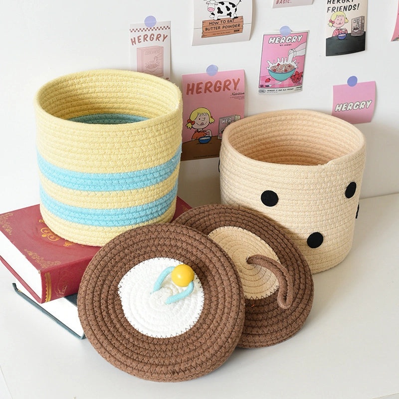 Colorful Cotton Thread Storage Basket with Cute Pattern | Home Organization
